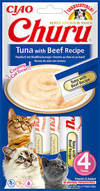 Inaba - Friandises Churu Recette Thon et Bœuf pour Chats - 4x14g