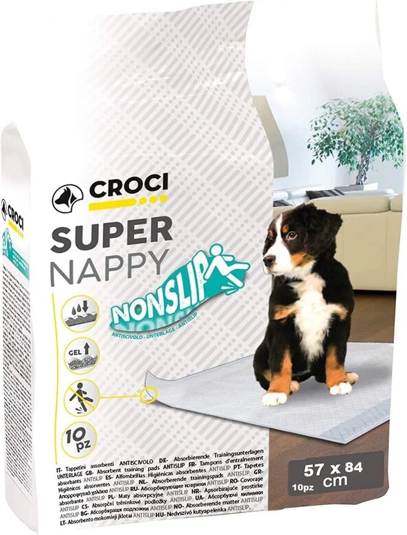 Croci - Tapis Absorbant Super Nappy Nonslip pour Chiens - 84x57cm/10pcs Image numéro 1 Croci - Tapis Absorbant Super Nappy Nonslip pour Chiens - 84x57cm/10pcs Image numéro 1