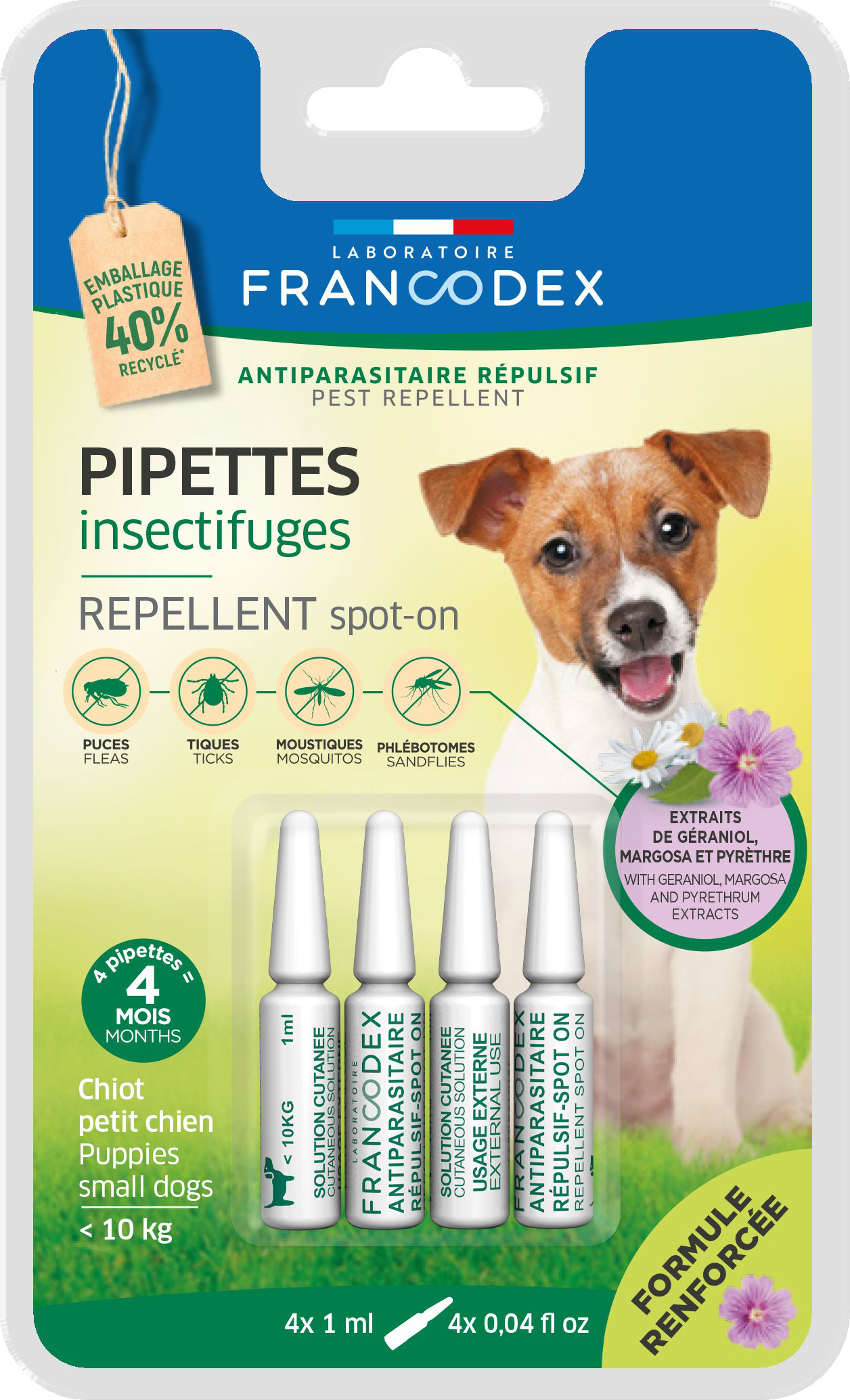 Francodex - Pipettes Antiparasitaires R&eacute;pulsives pour Chiots - x4 Image num&eacute;ro 1