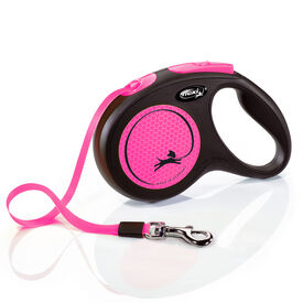 Flexi - Laisse Enrouleur Neon Sangle Rose - M/5m