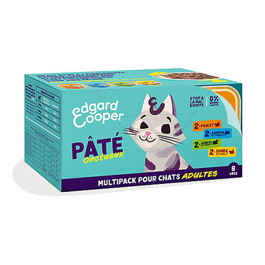 Edgard & Cooper - Multipack Pâtées au Poulet Dinde Saumon et Agneau pour Chat - 8x85g