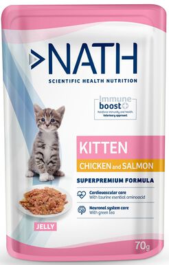 Nath - Pâtée en gelée Kitten Jelly au poulet et saumon pour Chatons de 4 à 12 mois - 70g