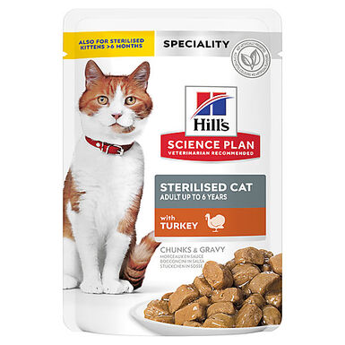 Hill's - Sachet Repas Science Plan Sterilised Cat pour Chat Stérilisé à la Dinde - 85g