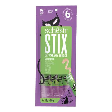 Schesir - Friandises Stix Snacks Crémeux avec Canard - 6x15g