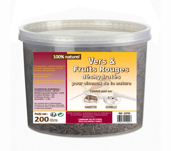 Lifland - Vers et Fruits Rouges D&eacute;shydrat&eacute;s pour Oiseaux des Jardins - 200g Image num&eacute;ro 1