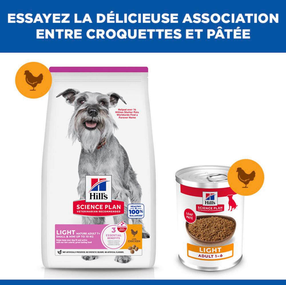 Hill's Science Plan - Mature Adult Light Small & Mini Croquettes Pour Petit Chien Ag&eacute; Poulet - 2,5kg Image num&eacute;ro 13