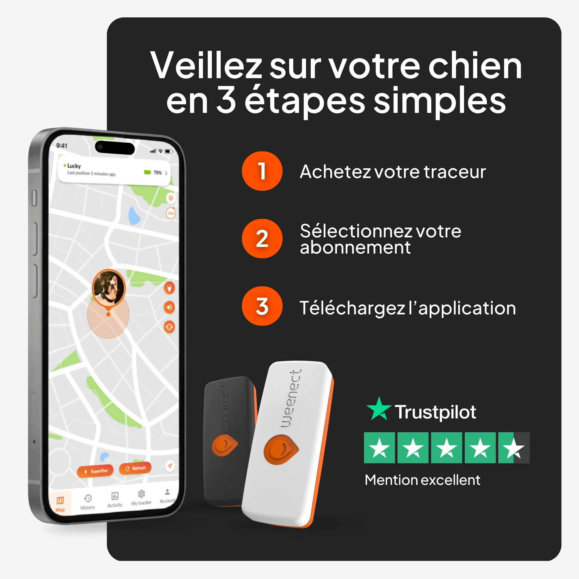 Weenect - Traceur GPS L/XL Edition 2023 pour Chiens - Blanc Image num&eacute;ro 6