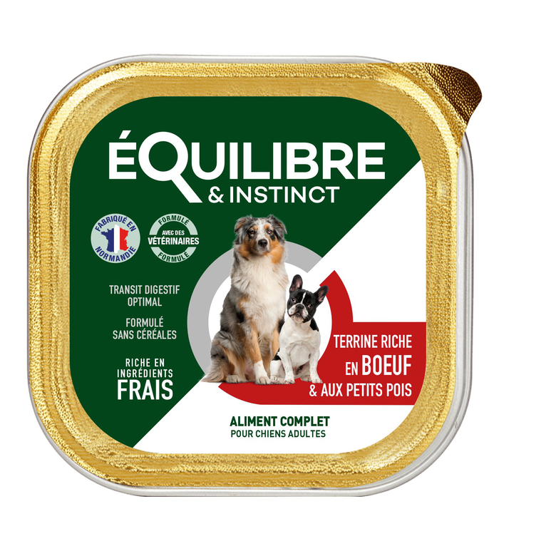 Équilibre & Instinct - Pâtée au Boeuf et Petits Pois pour Chien - 300g Image numéro 1 Équilibre & Instinct - Pâtée au Boeuf et Petits Pois pour Chien - 300g Image numéro 1