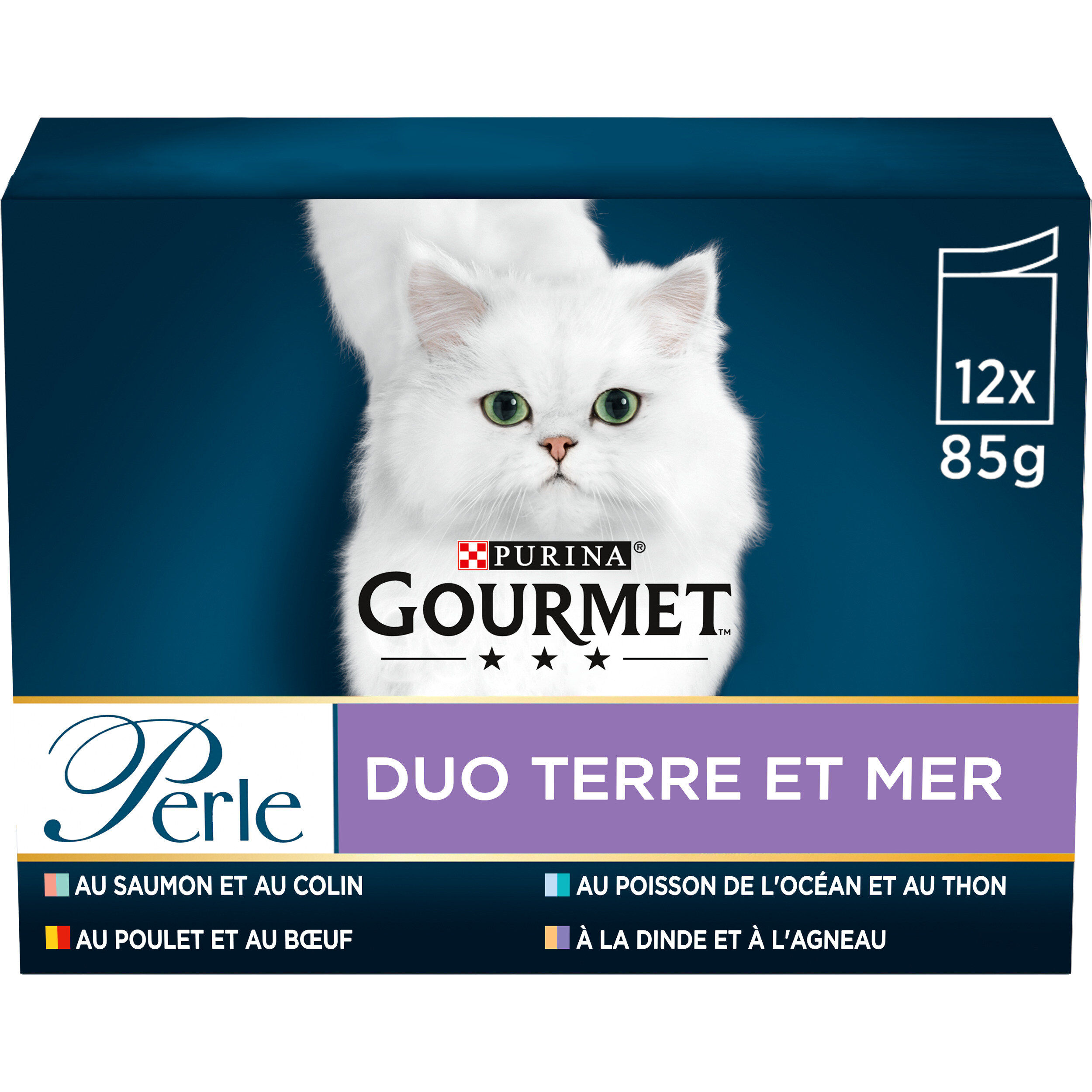 GOURMET - Sachets fra&icirc;cheurs PERLE Duo Terre et Mer pour chats - 12x85g Image num&eacute;ro 1