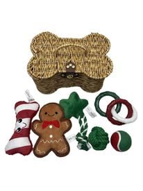 Wonder Christmas - Panier de Rangement en Osier en Forme D'os pour Chiens - 26,5cm