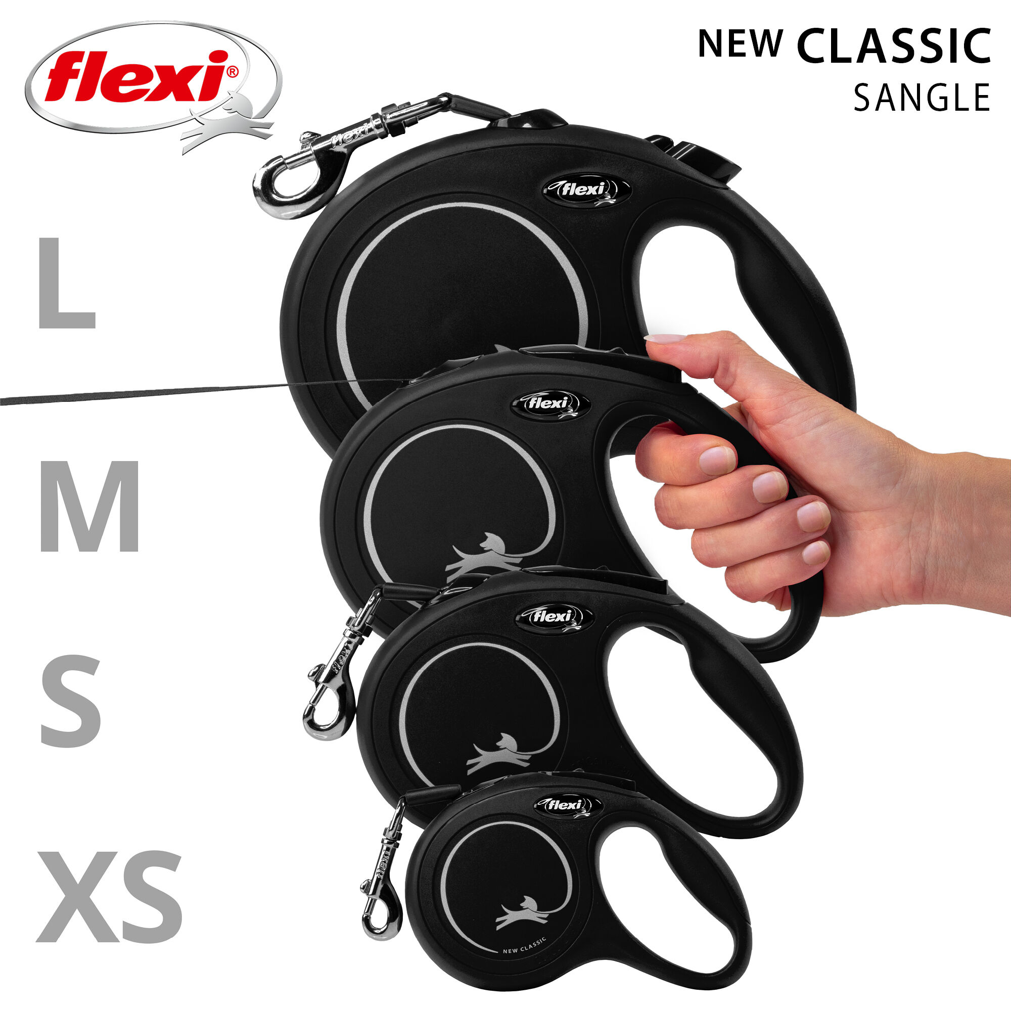 Flexi - Laisse &agrave; Enrouleur Classic Sangle L pour Chiens - 5m/ Noir Image num&eacute;ro 4