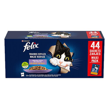 FELIX - Sachets Fraîcheur Tendres Effilés en Gelée Sélection Mixte pour Chats - 44x85g