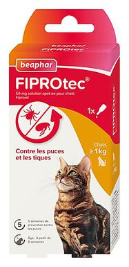 Beaphar - Pipette Antiparasitaire Fiprotec Spot-On pour Chat - 0,50ml