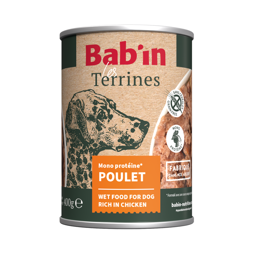 Bab'in - Terrine Adulte Poulet pour Chiens - 400g Image num&eacute;ro 1