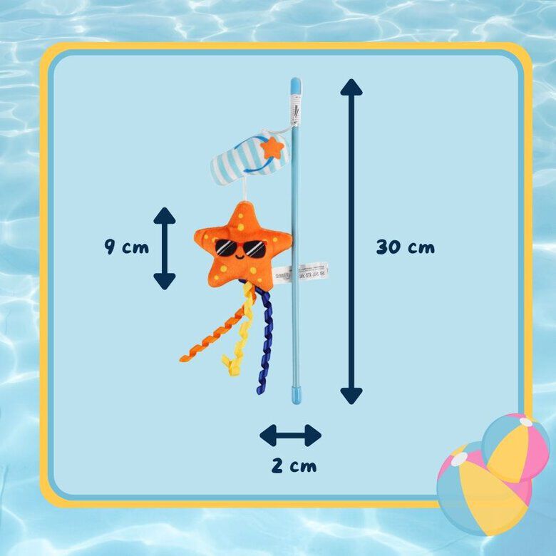 Summer Vibes - Canne &agrave; P&ecirc;che avec Tong et Etoile de Mer pour Chats - 30cm Image num&eacute;ro 4