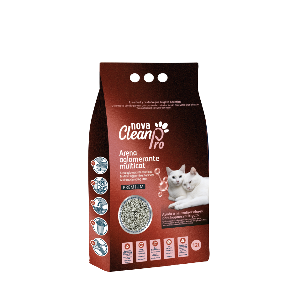 Nova Clean - Liti&egrave;re Agglom&eacute;rante pour Foyers Multichats - 12L Image num&eacute;ro 1