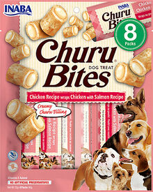 Inaba - Friandises Churu Bites Recette au Poulet et Saumon pour Chiens - 8x12g