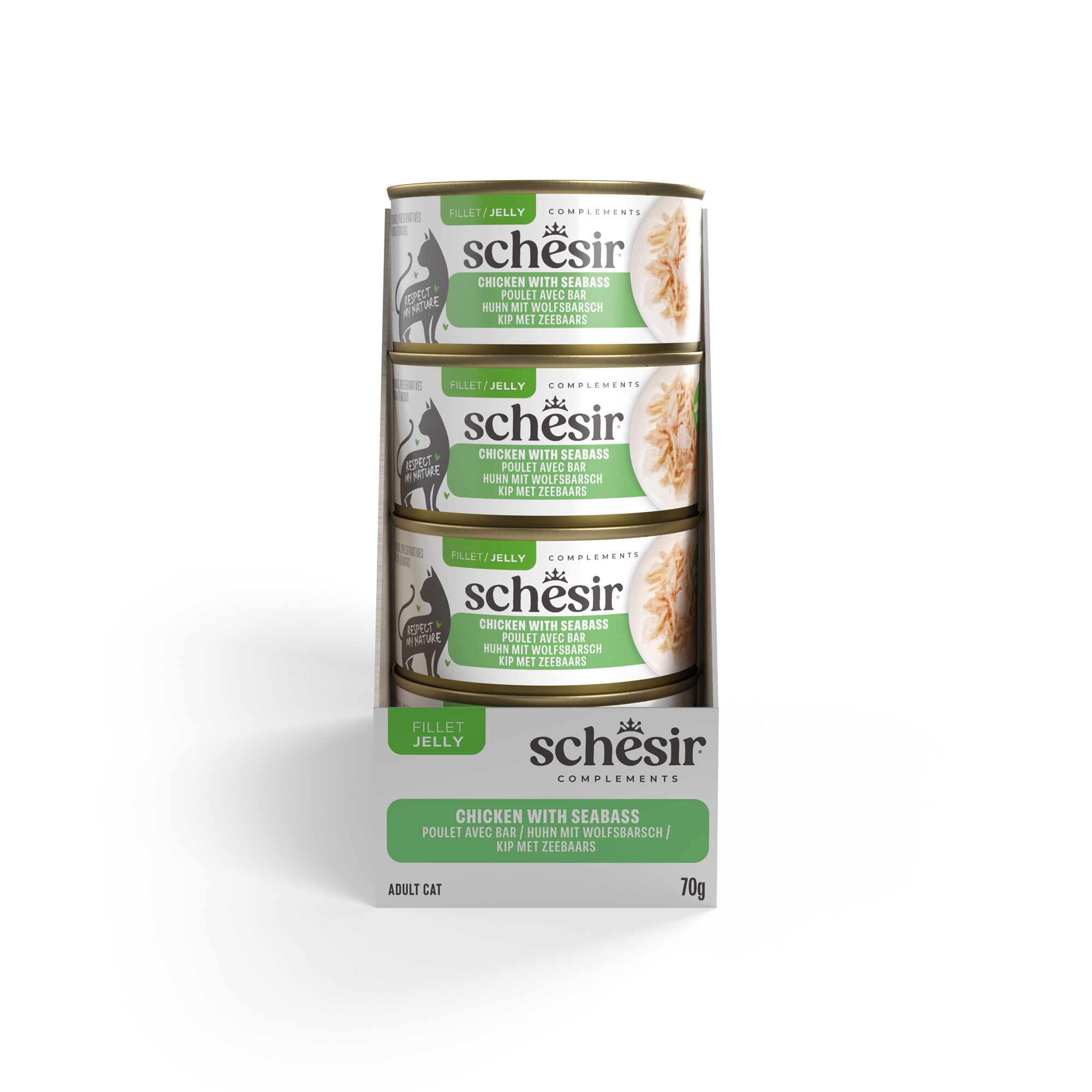 Schesir - P&acirc;t&eacute;e en Gel&eacute;e au Poulet et Bar pour Chats - 70g Image num&eacute;ro 4
