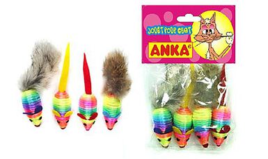 Jouet pour Chat Pack de 4 Souris Arc en Ciel