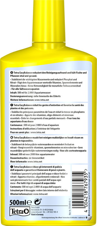 Tetra - Traitement d'Eau EasyBalance pour Aquarium d'Eau Douce - 500ml Image numéro 4 Tetra - Traitement d'Eau EasyBalance pour Aquarium d'Eau Douce - 500ml Image numéro 4