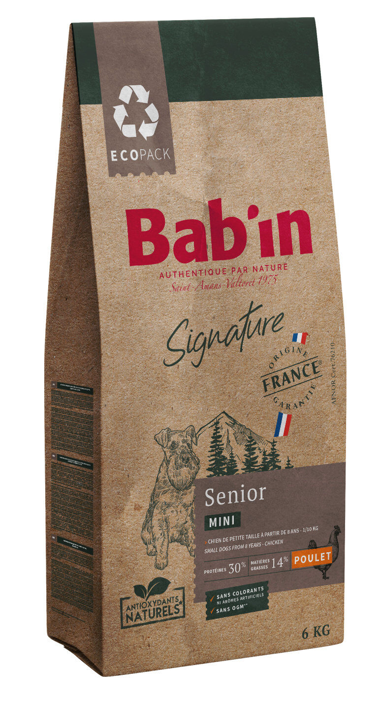Bab'in -  Croquettes Poulet pour Chiens Mini S&eacute;nior - 6kg Image num&eacute;ro 1
