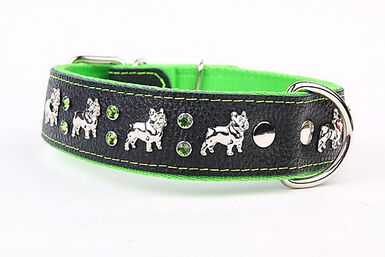 Yogipet - Collier Cuir French Bulldog pour Chien - Vert