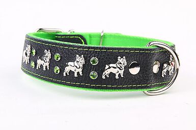 Yogipet - Collier Cuir French Bulldog pour Chien Vert
