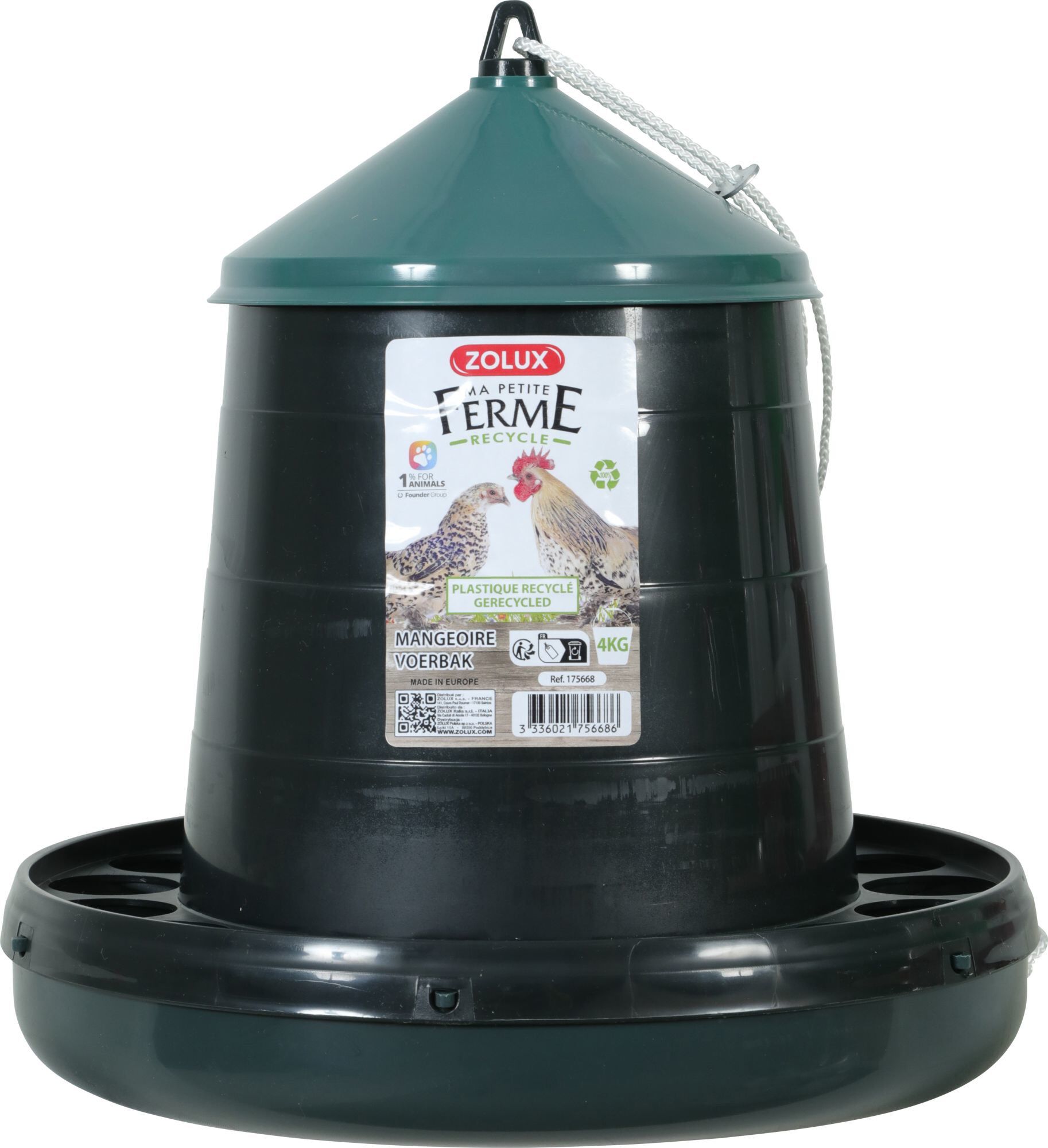 Zolux - Mangeoire Plastique Recycl&eacute; pour Basse Cour - 4Kg Image num&eacute;ro 1