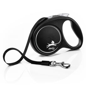 Flexi - Laisse à Enrouleur Black Design M Sangle - 5m Noir/Argent