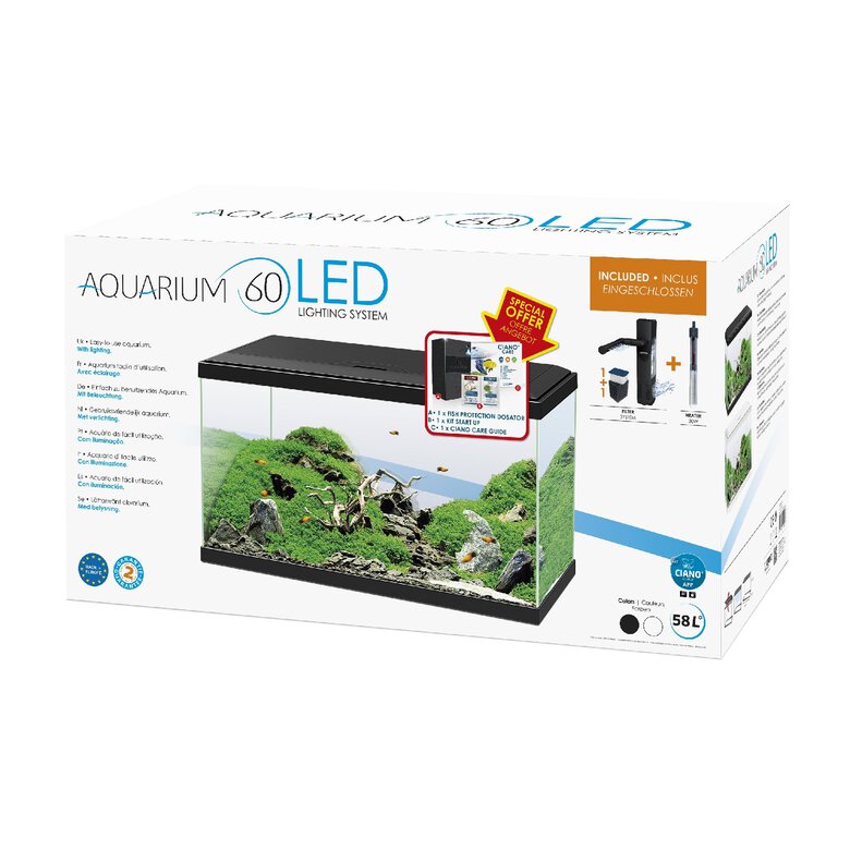 Ciano - Aquarium 60 LED - Blanc - 60X30X33,5CM Image numéro 4 Ciano - Aquarium 60 LED - Blanc - 60X30X33,5CM Image numéro 4