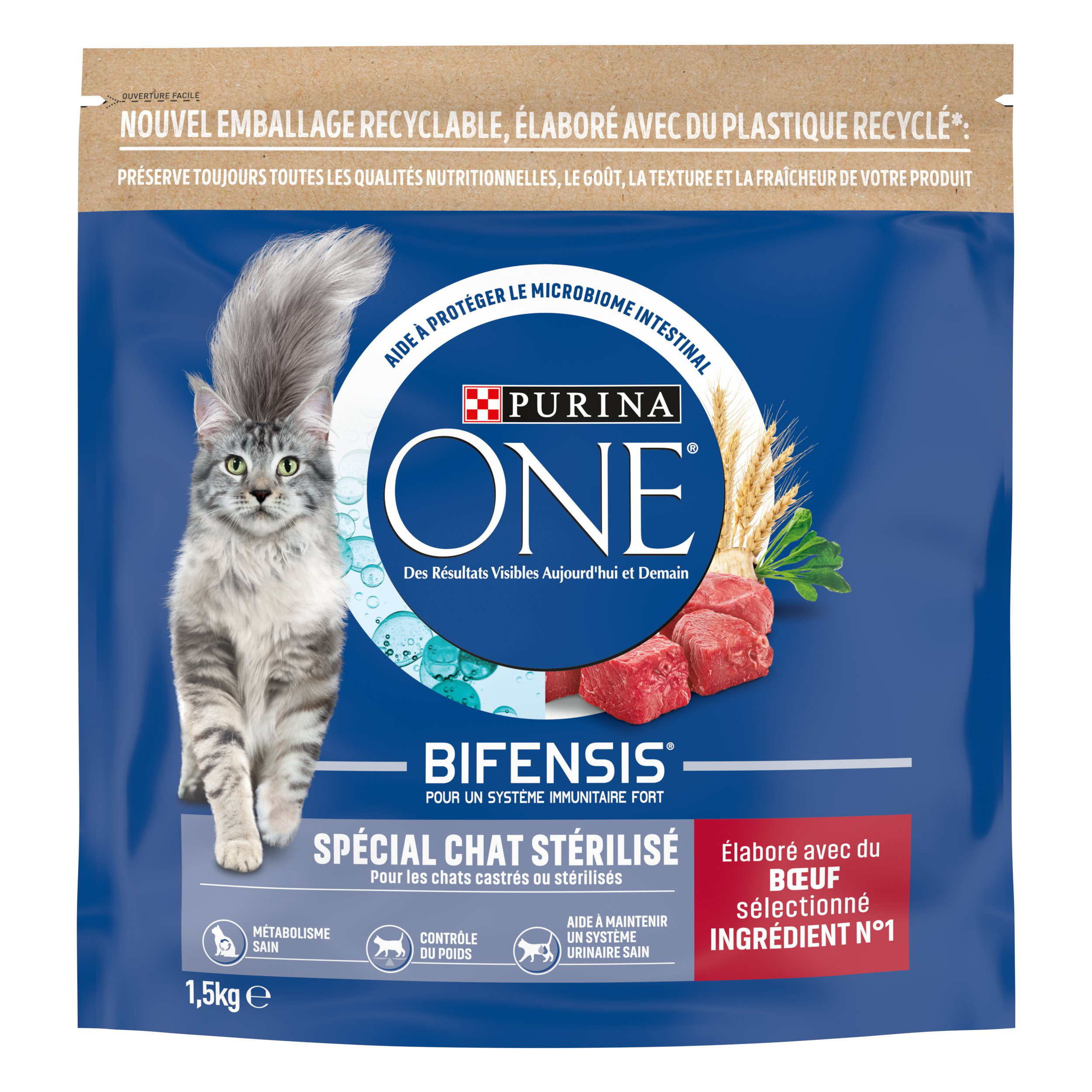 Purina One - Croquettes au B&oelig;uf et Bl&eacute; pour Chat Adulte St&eacute;rilis&eacute; - 1,5Kg Image num&eacute;ro 2