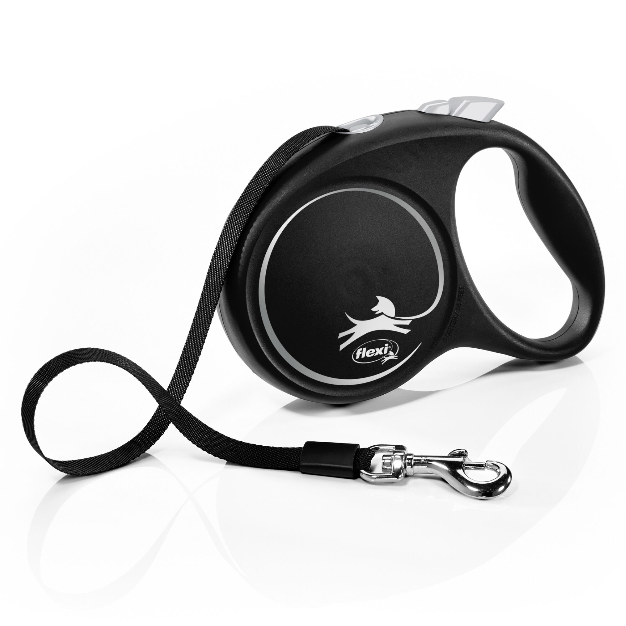 Flexi - Laisse &agrave; Enrouleur Black Design M Sangle - 5m Noir/Argent Image num&eacute;ro 1