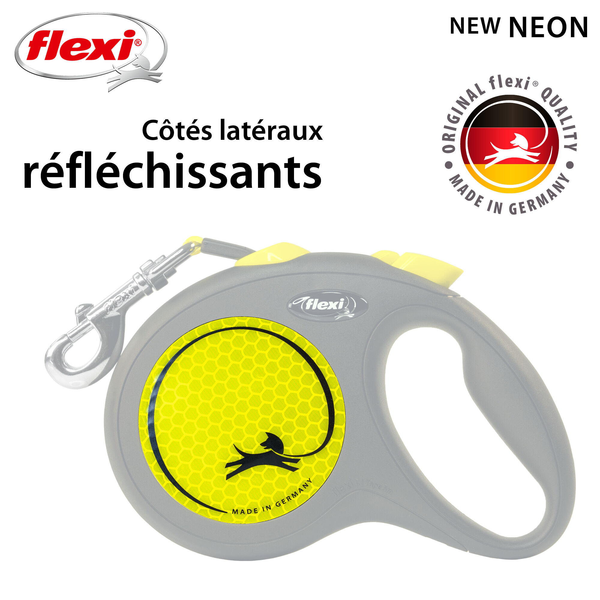 Flexi - Laisse &agrave; Enrouleur New Neon Sangle Noir et Jaune L pour Chiens - 5m Image num&eacute;ro 7