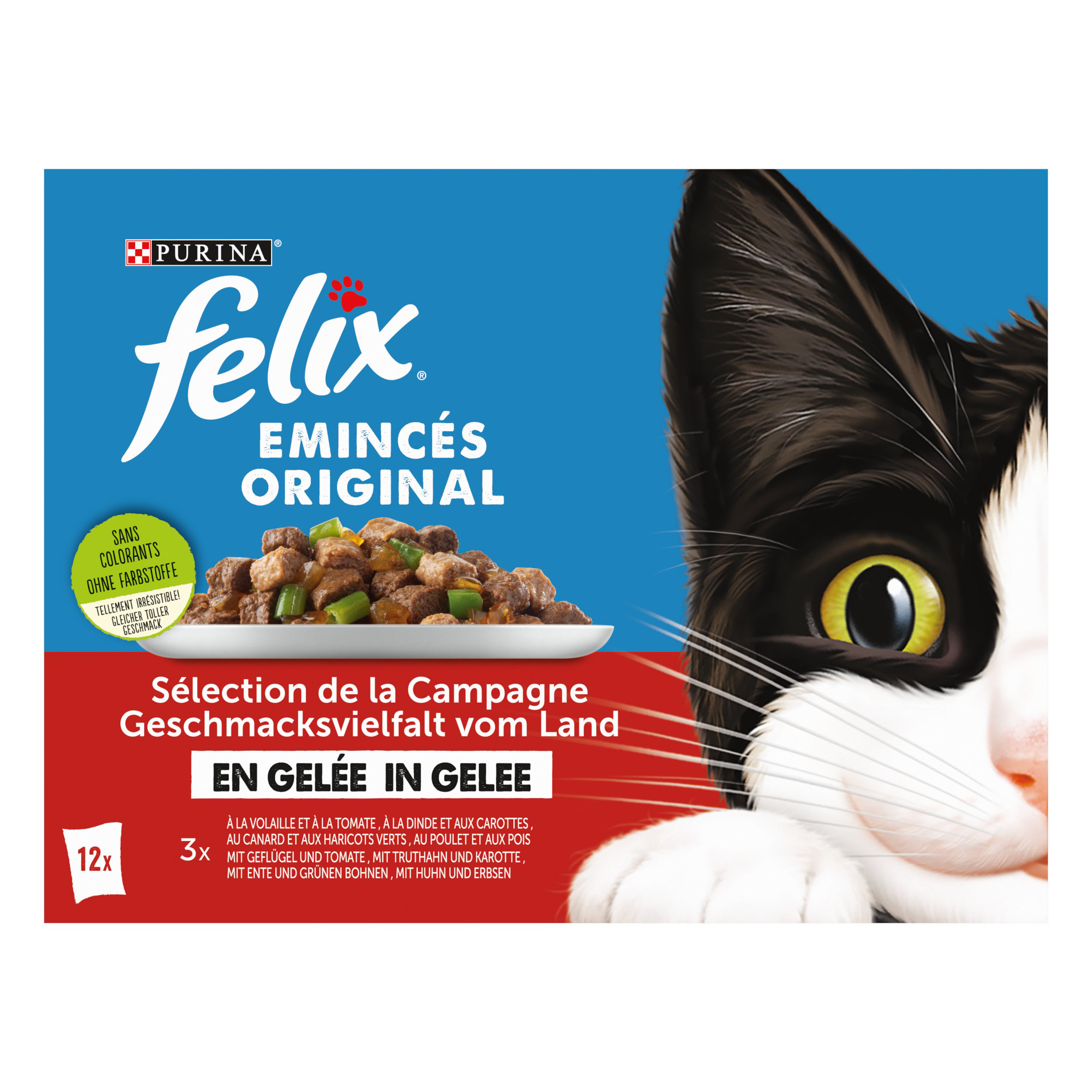 FELIX - Sachets Fra&icirc;cheur Eminc&eacute;s en Gel&eacute;e Volaille et L&eacute;gumes pour chats adultes - 12x85g Image num&eacute;ro 3