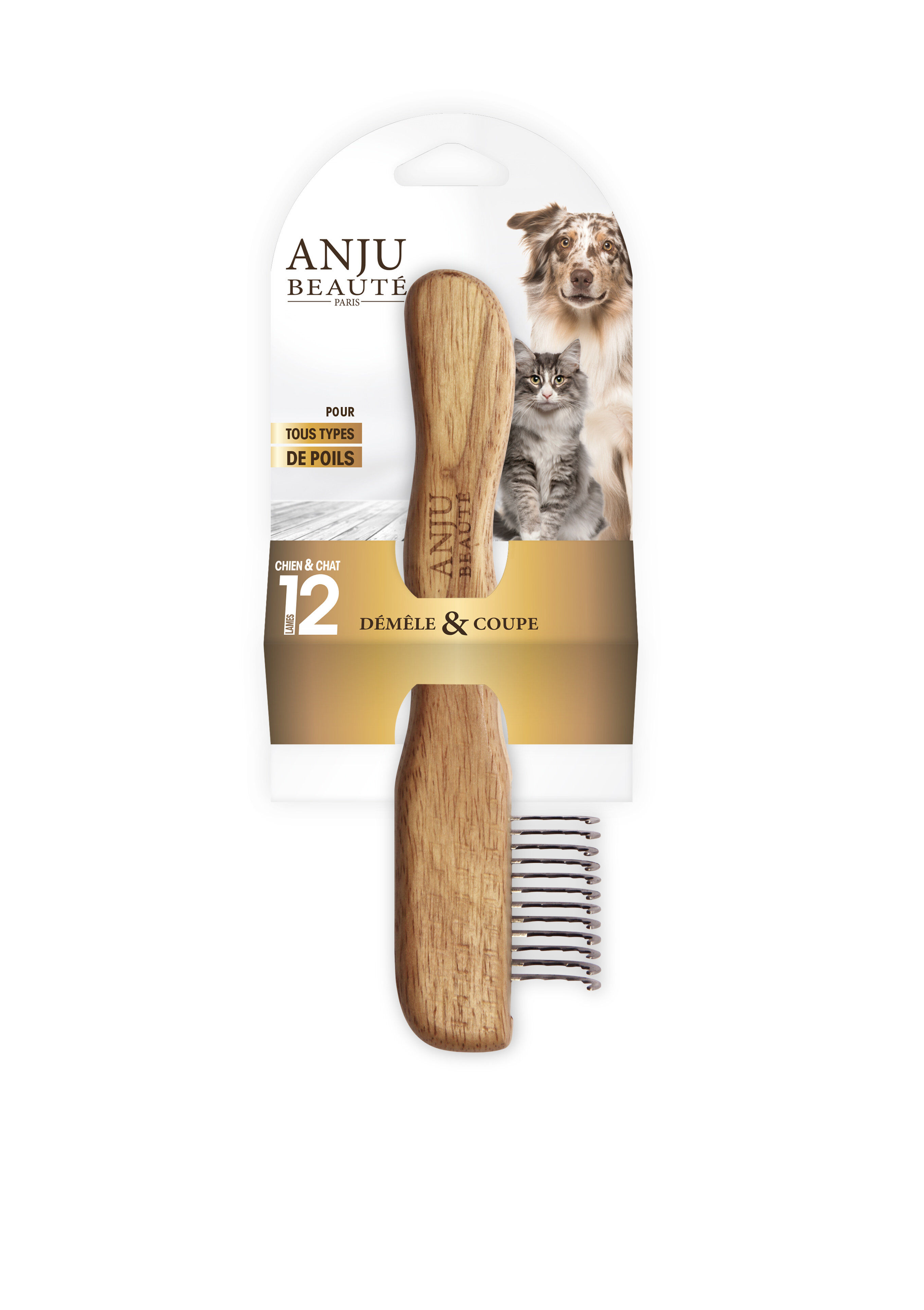 Anju Beaute - Peigne D&eacute;m&ecirc;loir 12 lames pour Chiens - 21cm Image num&eacute;ro 1