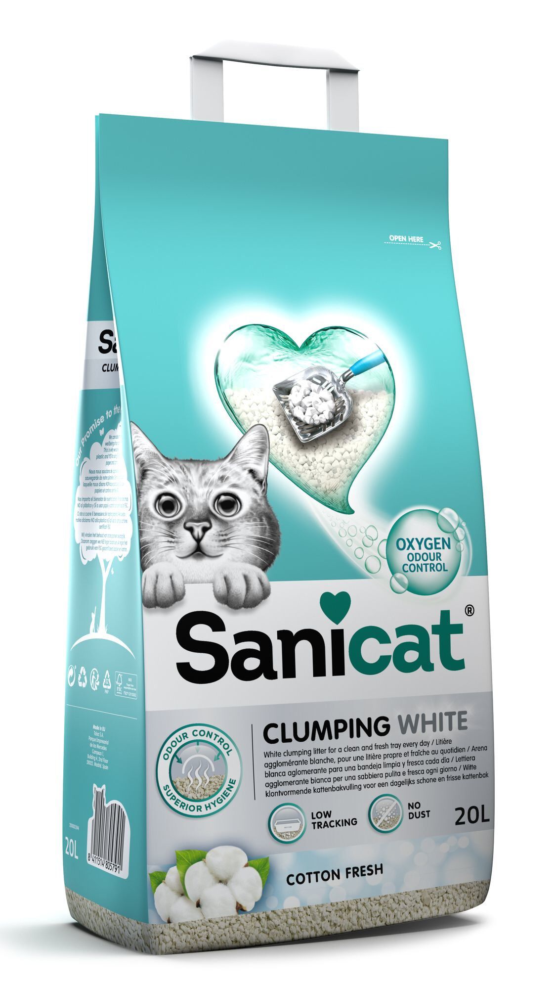 Sanicat - Liti&egrave;re Agglomerante Blanche &agrave; l'Oxygene Actif pour Chat - 20L Image num&eacute;ro 1