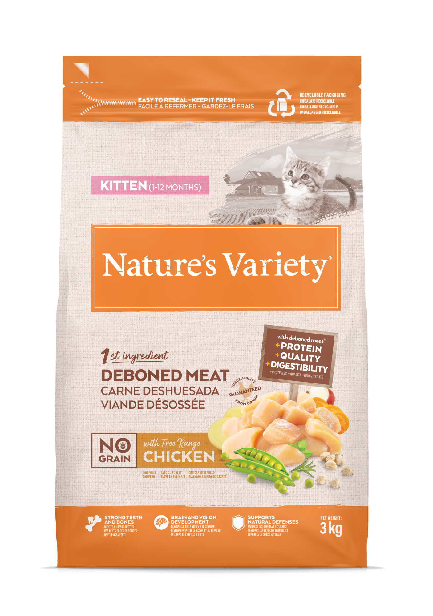 Nature's Variety - Croquettes No Grain Kitten Au Poulet Pour Chats - 3kg Image num&eacute;ro 2