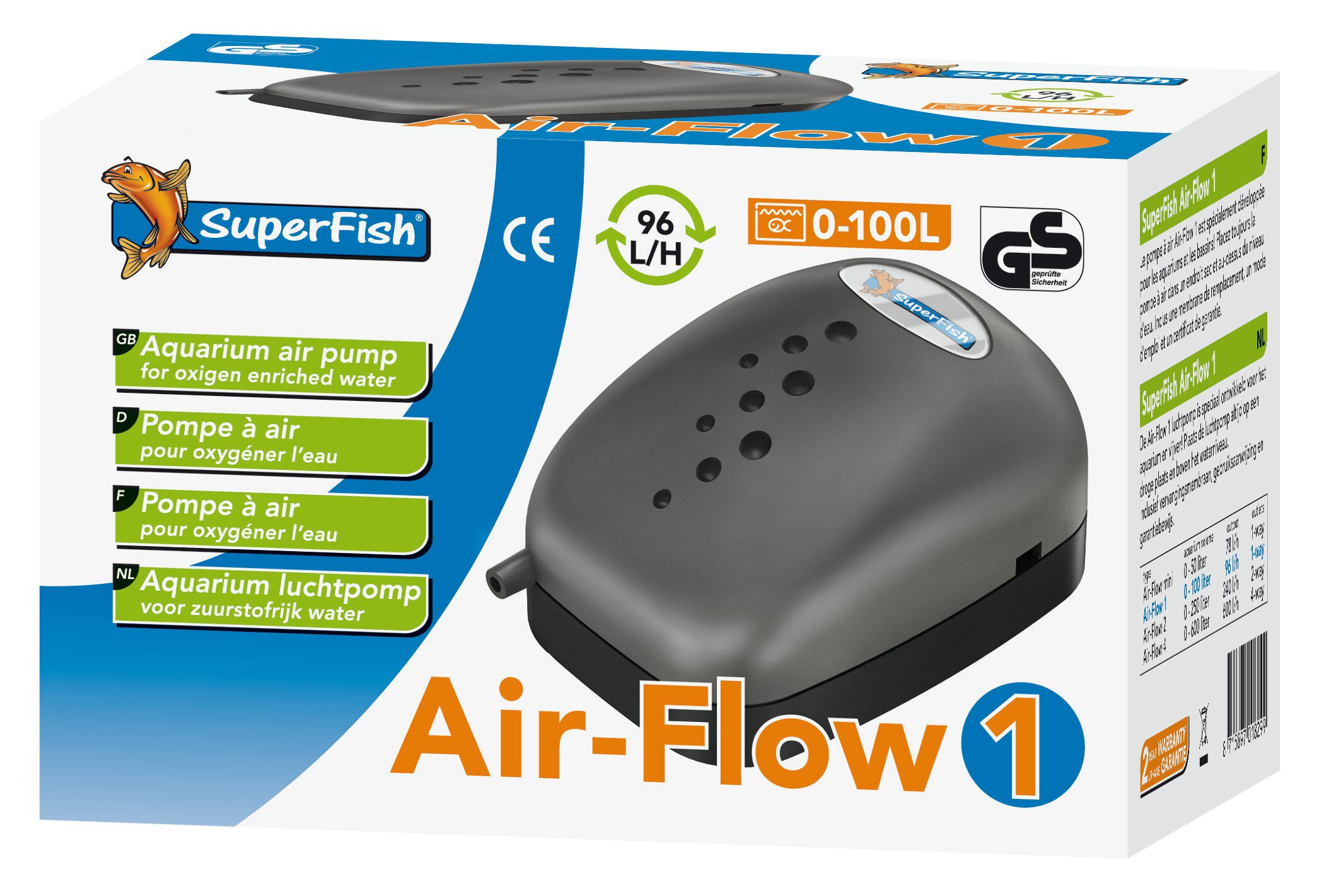 Superfish - Pompe &agrave; Air Air-Flow pour Aquarium - 96 L/H Image num&eacute;ro 1
