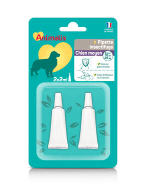 Animalis - Répulsif Insectifuge en Pipette pour Moyen Chien - 2x2ml