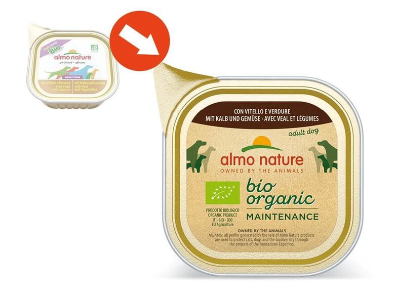 Almo Nature - Pâtée en Barquette Daily Menu Bio au Veau et Légumes pour Chien - 100g Image numéro 2 Almo Nature - Pâtée en Barquette Daily Menu Bio au Veau et Légumes pour Chien - 100g Image numéro 2