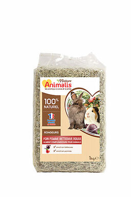 Animalis Nature - Foin Pomme Betterave Rouge pour Rongeurs - 1Kg