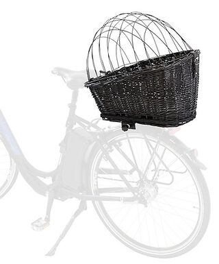 Trixie - Panier à vélo + grille porte-bagages, osier/métal, 35 × 49 × 55 cm, noir