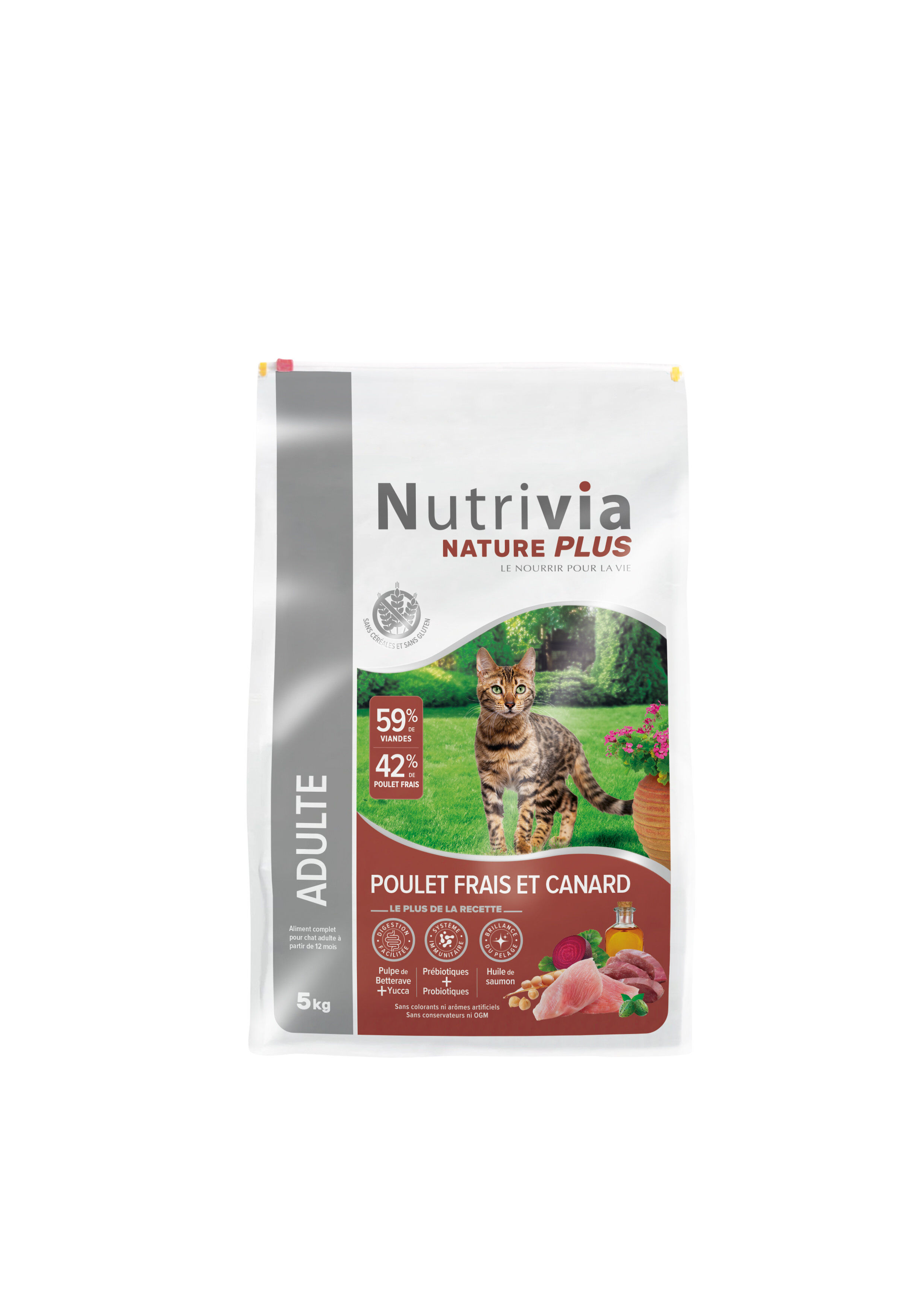 Nutrivia Nature Plus - Croquettes Naturelles au Poulet et Canard pour Chats Adultes - 5kg Image num&eacute;ro 1
