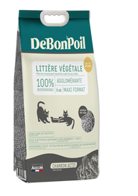 DeBonPoil - Liti&egrave;re V&eacute;g&eacute;tale Agglom&eacute;rante au Charbon pour Chat - 6Kg