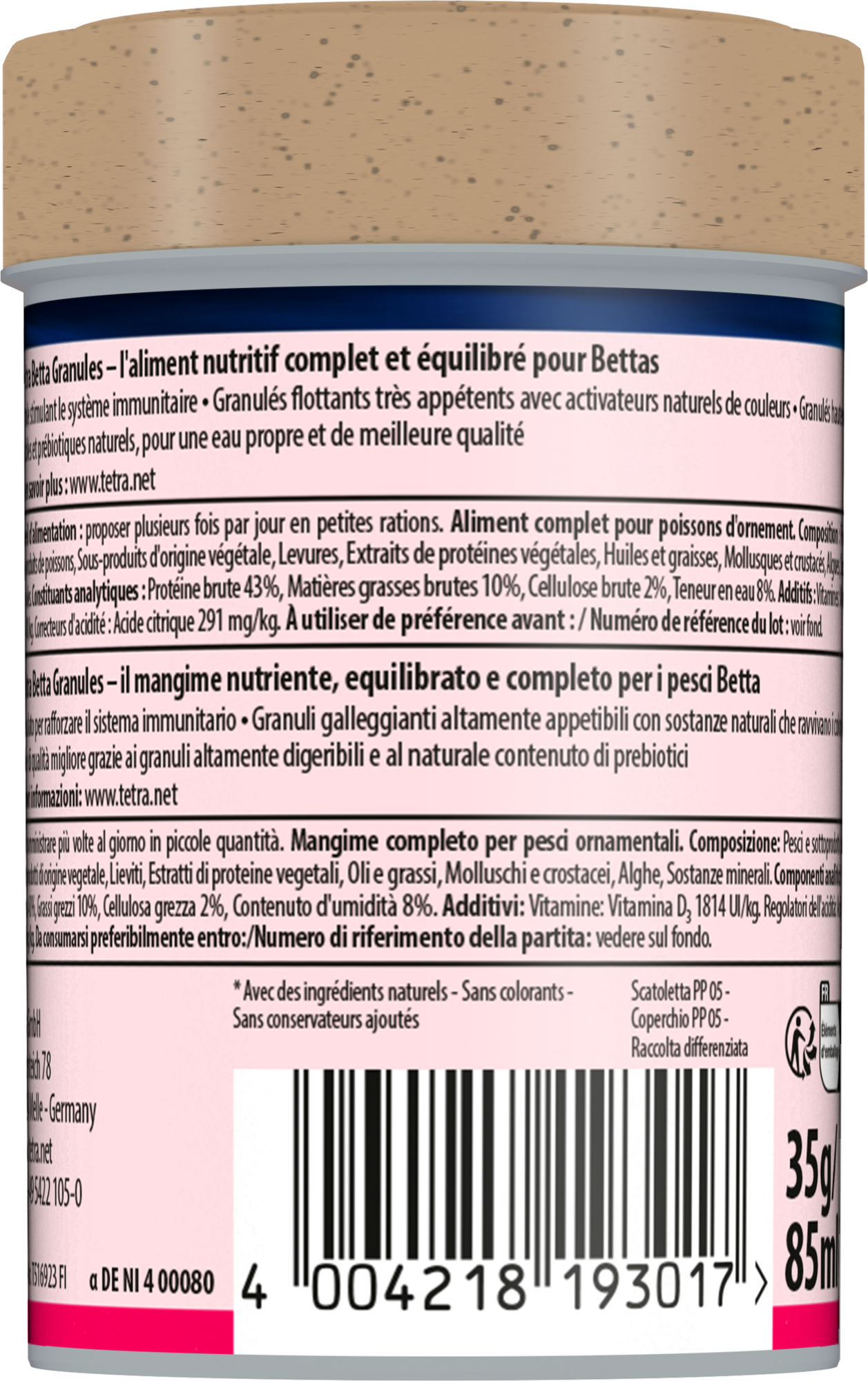 Tetra - Aliment Complet Betta Granules en Granul&eacute;s pour Betta Splendens - 85ml Image num&eacute;ro 4