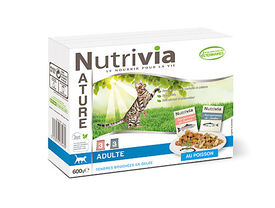 Nutrivia Nature - Sachets Bouchées en Gelée Poisson pour Chat - 6x100g