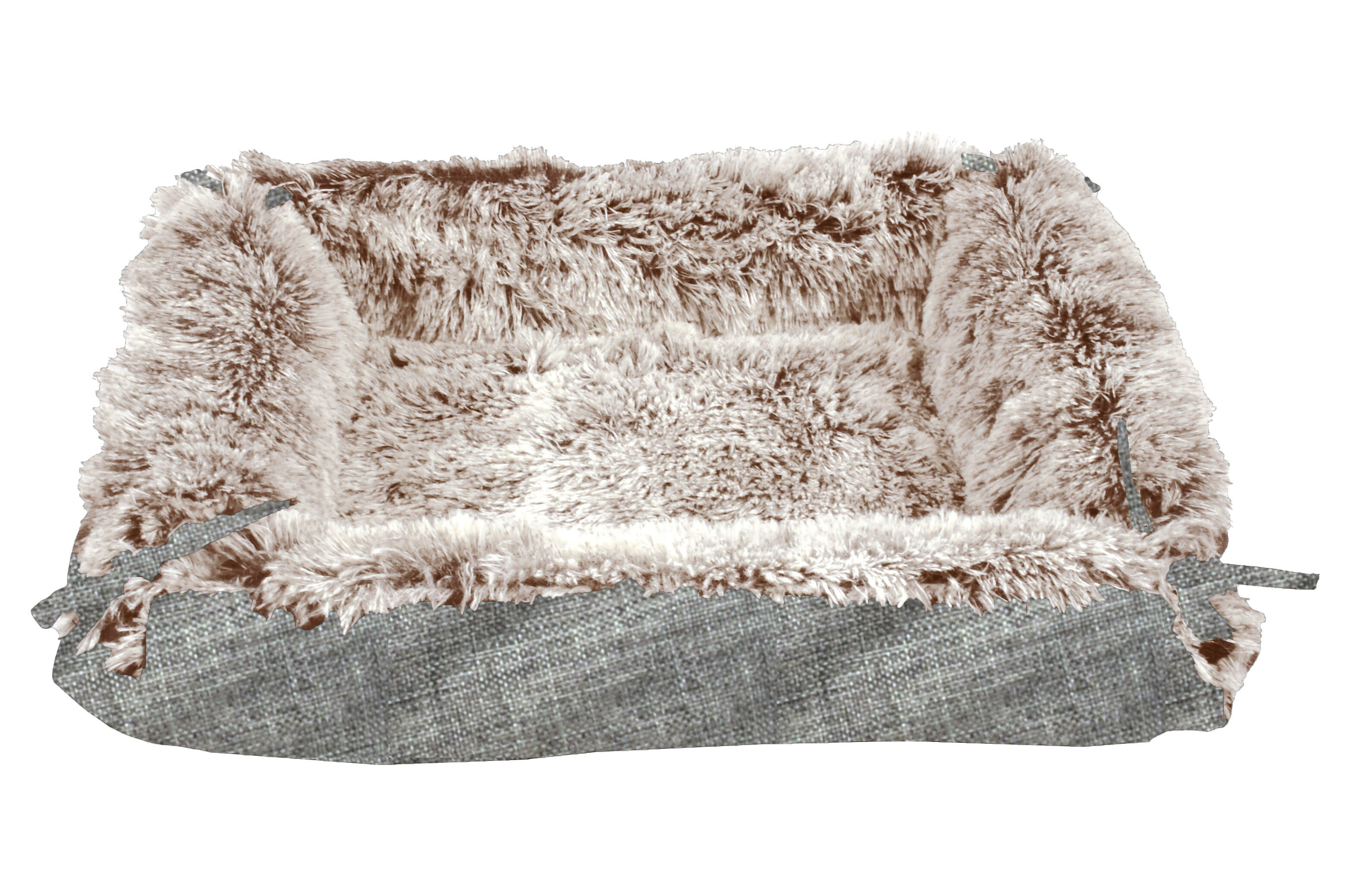 Bobby - Coussin Multirelax Poilu Taupe et Gris pour Chien et Chat - S Image num&eacute;ro 1