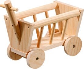 Flamingo - Ratelier Foin Chariot Roulant en Bois pour Rongeurs - 20cm