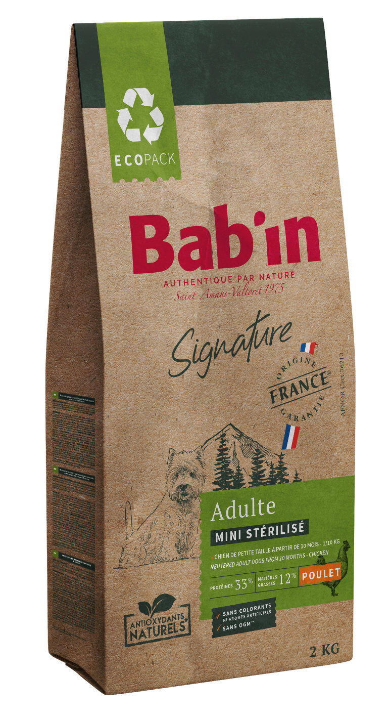 Bab'in -  Croquettes Poulet pour Chiens Mini St&eacute;rilis&eacute;s - 2kg Image num&eacute;ro 1