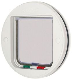 Kerbl - Chatière Cat Mate 4 voies pour vitre, blanc pour chats - Ø245mm